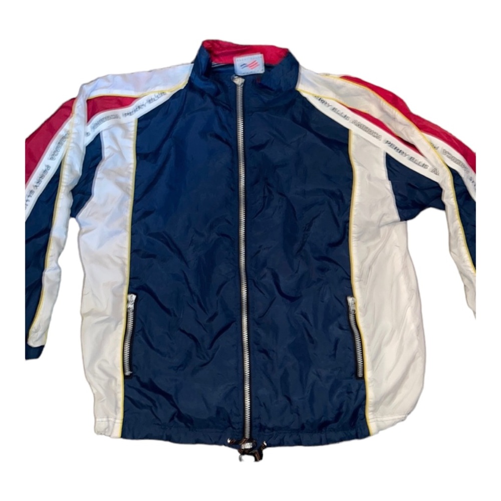 Vtg Perry Ellis America Men’s Windbreaker Jacket Royal Red Vintage Logo